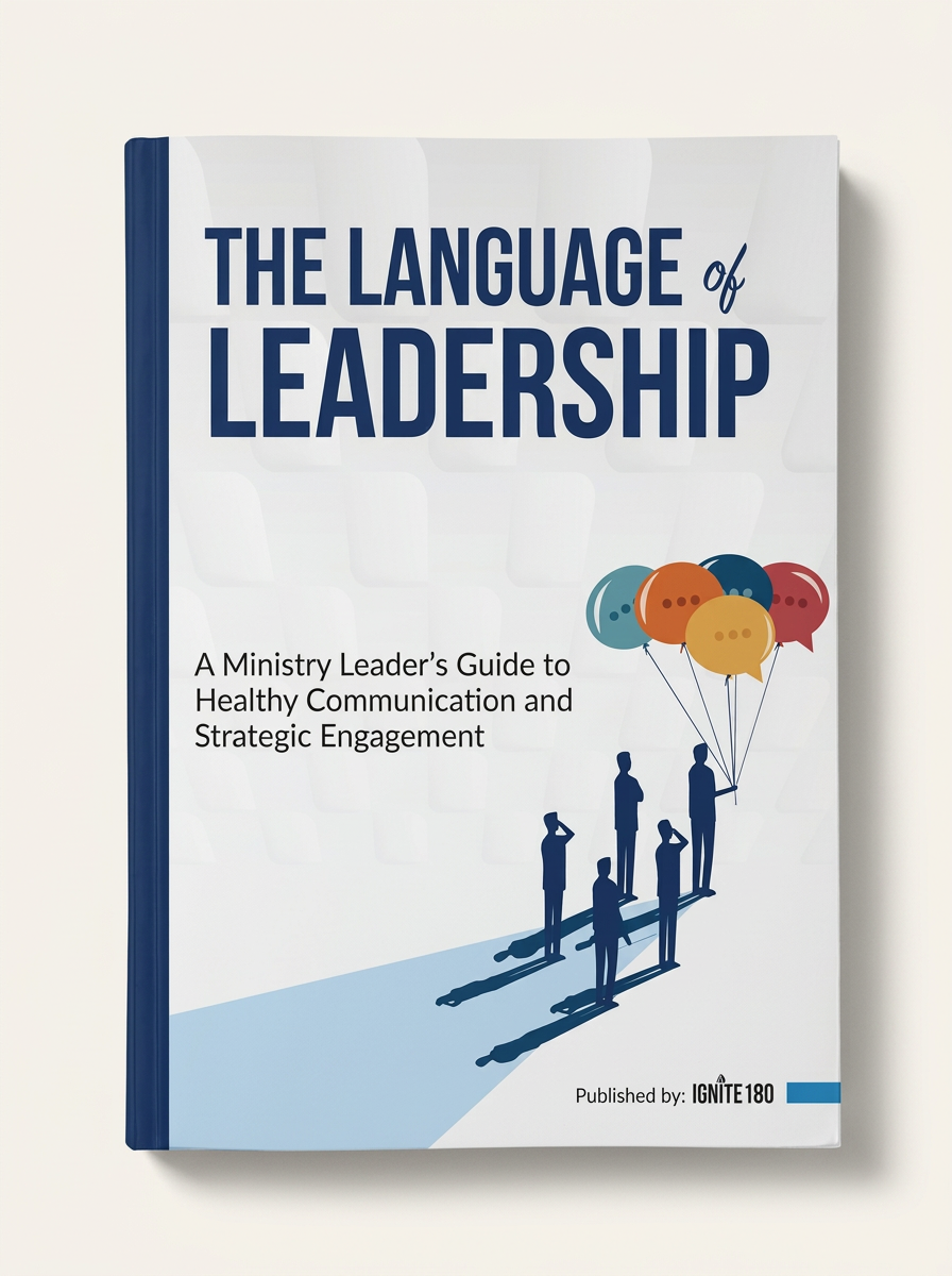 The Language of Leadership paperback book standing on a light surface